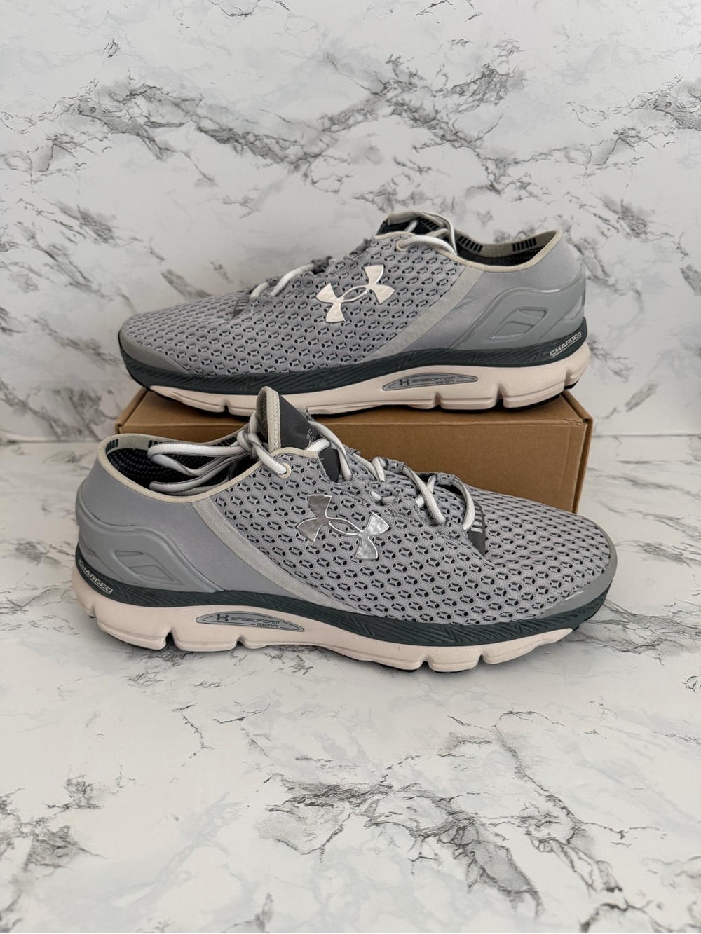 Under Armor Speedform Gemini Metallic Silver Athletic Running Shoes Men Size 13